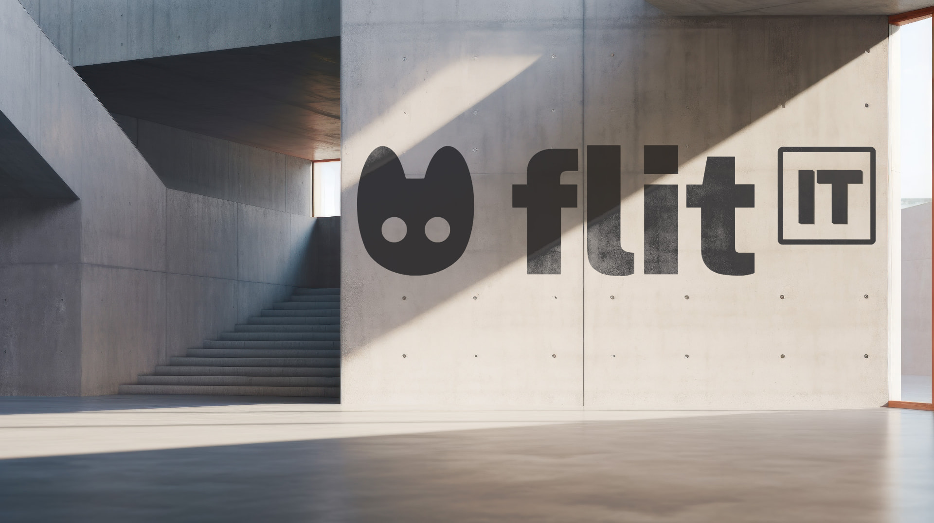 Superficie blanca con relieve geométrico y el logotipo FLIT-OS